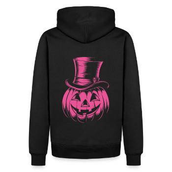 Halloweenkürbis mit Zylinder Strichzeichnung - Männer Premium Bio Hoodie - Schwarz - Hinten - Nico (187cm)