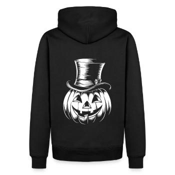 Halloweenkürbis mit Zylinder Strichzeichnung - Männer Premium Bio Hoodie - Schwarz - Hinten - Nico (187cm)
