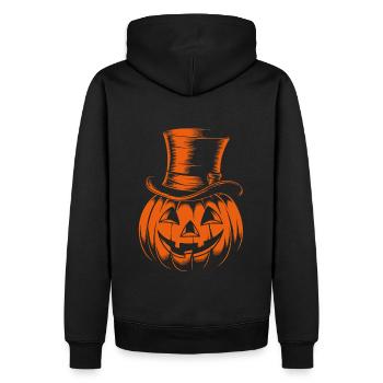 Halloweenkürbis mit Zylinder Strichzeichnung - Männer Premium Bio Hoodie - Schwarz - Hinten - Nico (187cm)
