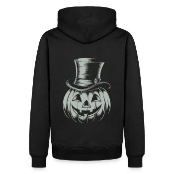 Halloweenkürbis mit Zylinder Strichzeichnung - Männer Premium Bio Hoodie - Schwarz - Hinten - Nico (187cm)