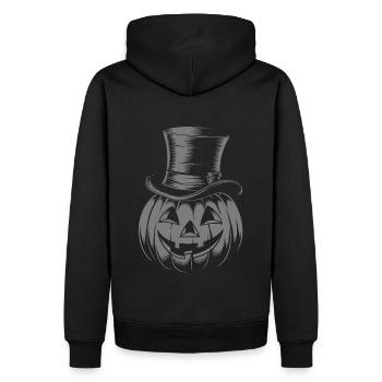 Halloweenkürbis mit Zylinder Strichzeichnung - Männer Premium Bio Hoodie - Schwarz - Hinten - Nico (187cm)