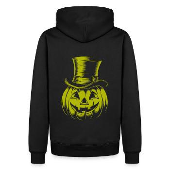 Halloweenkürbis mit Zylinder Strichzeichnung - Männer Premium Bio Hoodie - Schwarz - Hinten - Nico (187cm)