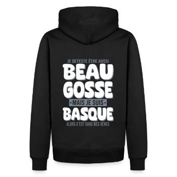 Beau gosse Basque cadeau homme basquais - Sweat à capuche Premium bio Homme - noir - Dos - Nico (187cm)