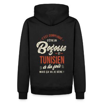 Tunisien Bogosse Cadeau Humour Tunisie - Sweat à capuche Premium bio Homme - noir - Dos - Nico (187cm)
