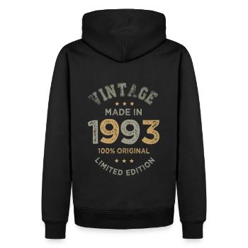 Made in 1993 Cadeau Vintage anniversaire - Sweat à capuche Premium bio Homme - noir - Dos - Nico (187cm)