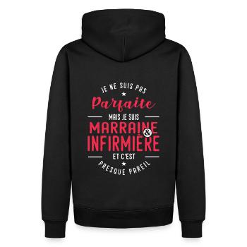 marraine infirmière humour tata infirmiere - Sweat à capuche Premium bio Homme - noir - Dos - Nico (187cm)