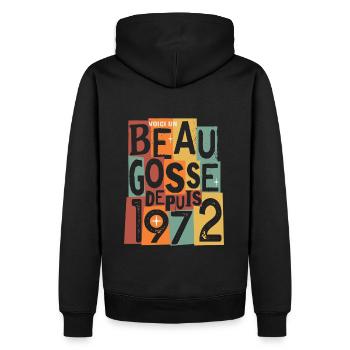 anniversaire 52 ans beau gosse - Sweat à capuche Premium bio Homme - noir - Dos - Nico (187cm)