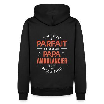 je suis un papa ambulancier cadeau papa - Sweat à capuche Premium bio Homme - noir - Dos - Nico (187cm)