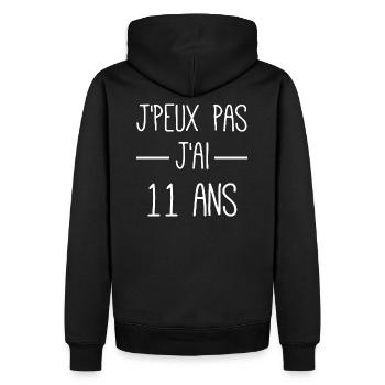 j peux pas j ai 11 ans cadeau anniversaire 11 ans - Sweat à capuche Premium bio Homme - noir - Dos - Nico (187cm)