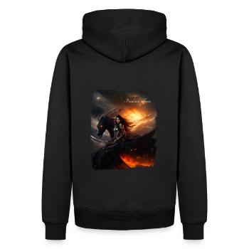 Guerrière et son dragon noir - Sweat à capuche Premium bio Homme - noir - Dos - Nico (187cm)