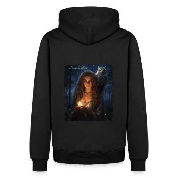 La fille au hibou - Sweat à capuche Premium bio Homme - noir - Dos - Nico (187cm)