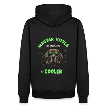 Magyar Vizsla - like a normal dog but cooler green - Men’s Premium Organic Hoodie - black - Back - Nico (187cm)