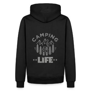 camping life - Sweat à capuche Premium bio Homme - noir - Dos - Nico (187cm)