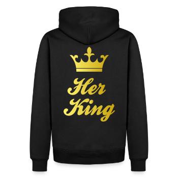 Couronne Her King - Or - Sweat à capuche Premium bio Homme - noir - Dos - Nico (187cm)