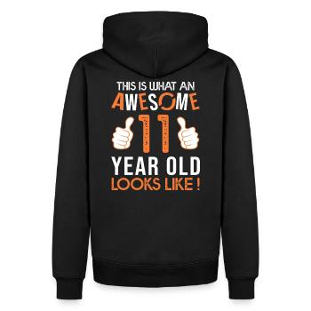 ANNIVERSAIRE 11 ANS awesome - Sweat à capuche Premium bio Homme - noir - Dos - Nico (187cm)