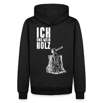 Ich und mein Holz Holzfäller - Männer Premium Bio Hoodie - Schwarz - Hinten - Nico (187cm)