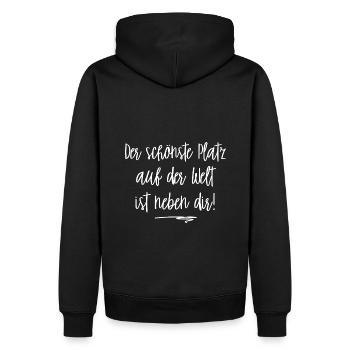 Der schönste Platz auf der Welt ist neben dir! - Männer Premium Bio Hoodie - Schwarz - Hinten - Nico (187cm)