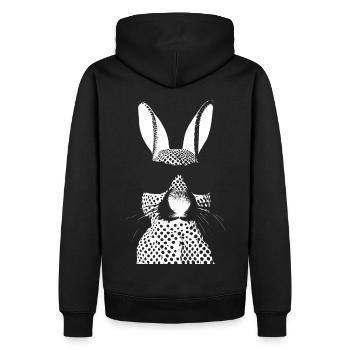 Mode Lapin noir et blanc à la mode avec lunettes - Sweat à capuche Premium bio Homme - noir - Dos - Nico (187cm)