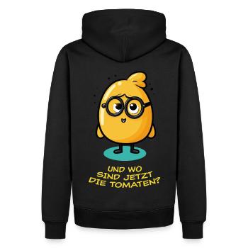 Und Wo Sind Jetzt Die Tomaten? - hell - Männer Premium Bio Hoodie - Schwarz - Hinten - Nico (187cm)