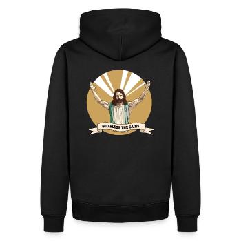 God bless the gains - Männer Premium Bio Hoodie - Schwarz - Hinten - Nico (187cm)