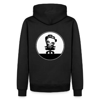 Süßer Gaming Panda, PEW PEW, Nerd, Gamer, Zocken - Männer Premium Bio Hoodie - Schwarz - Hinten - Nico (187cm)