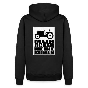 Mein Acker meine Regeln. Landwirtschaft Bauer - Männer Premium Bio Hoodie - Schwarz - Hinten - Nico (187cm)