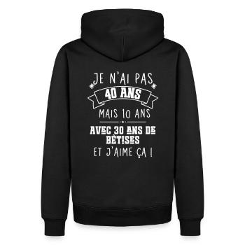 40 years anniversary - Men’s Premium Organic Hoodie - black - Back - Nico (187cm)