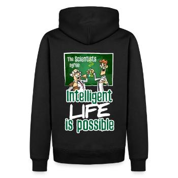 Scientist agree intelligent life is possible - Men’s Premium Organic Hoodie - black - Back - Nico (187cm)