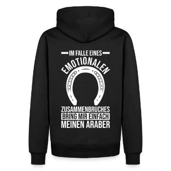 Pferd Reitsport Reiten Pferdesport Araber - Männer Premium Bio Hoodie - Schwarz - Hinten - Nico (187cm)