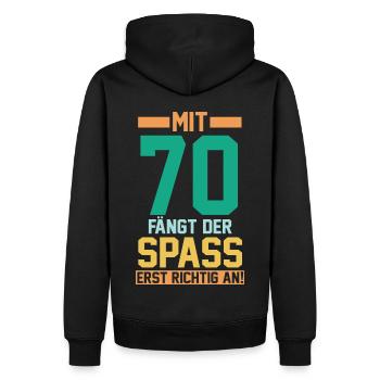 Siebzig Siebzigster 70 Jahre Geburtstag - Männer Premium Bio Hoodie - Schwarz - Hinten - Nico (187cm)