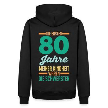 Achtzig Achtzigster 80 Jahre Geburtstag - Männer Premium Bio Hoodie - Schwarz - Hinten - Nico (187cm)