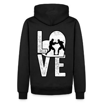 L’amour de la lutte - Sweat à capuche Premium bio Homme - noir - Dos - Nico (187cm)