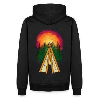 Wilder Westen Tipi Camp Sonnenuntergang Natur - Männer Premium Bio Hoodie - Schwarz - Hinten - Nico (187cm)
