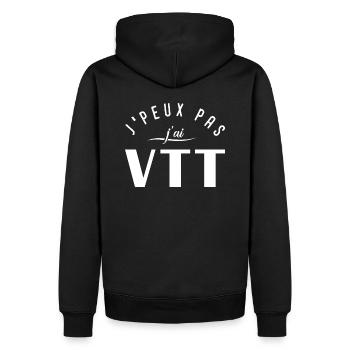 Je peux pas j'ai VTT - Sweat à capuche Premium bio Homme - noir - Dos - Nico (187cm)