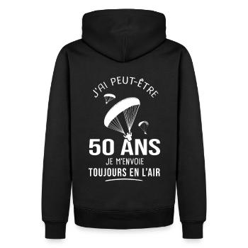 50 ans parapente humour anniversaire parapentistes - Sweat à capuche Premium bio Homme - noir - Dos - Nico (187cm)