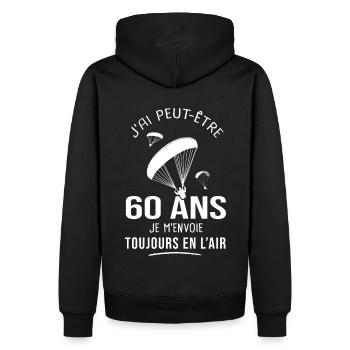 60 ans parapente humour anniversaire parapentistes - Sweat à capuche Premium bio Homme - noir - Dos - Nico (187cm)