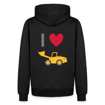 ★ Design colors can be changed ★ I love wheel loaders - Men’s Premium Organic Hoodie - black - Back - Nico (187cm)