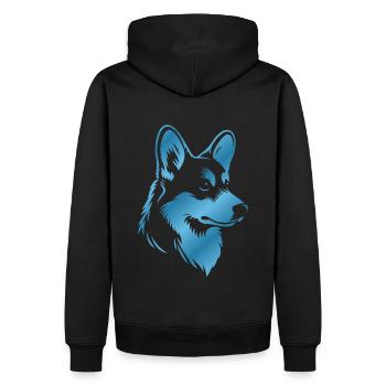 Corgi Zeichnung Hundekopf - Männer Premium Bio Hoodie - Schwarz - Hinten - Nico (187cm)