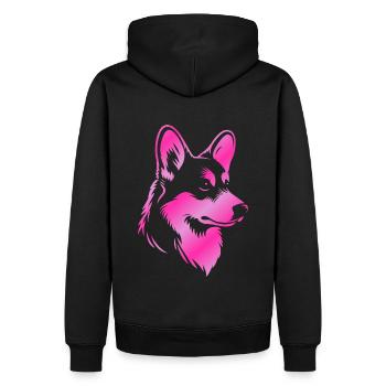 Corgi dessin tête de chien rose - Sweat à capuche Premium bio Homme - noir - Dos - Nico (187cm)