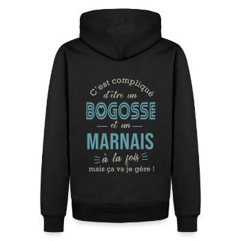 marne bogosse marnais cadeau pour Marnais - Sweat à capuche Premium bio Homme - noir - Dos - Nico (187cm)