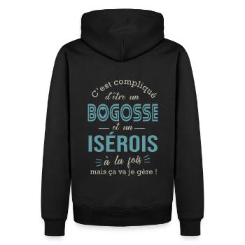 Isére bogosse Isérois cadeau pour Isérois - Sweat à capuche Premium bio Homme - noir - Dos - Nico (187cm)