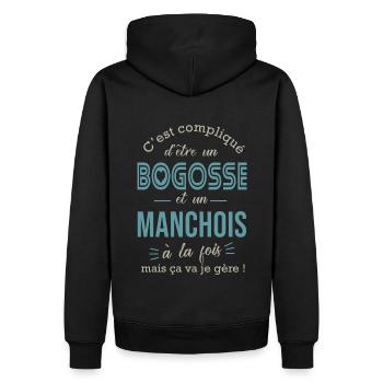 manche bogosse Manchois cadeau pour Manchois - Sweat à capuche Premium bio Homme - noir - Dos - Nico (187cm)