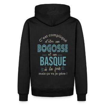 basque cadeau Basque humour pays basque - Sweat à capuche Premium bio Homme - noir - Dos - Nico (187cm)