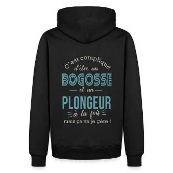 plongée bogosse plongeur Cadeau humour plongee - Sweat à capuche Premium bio Homme - noir - Dos - Nico (187cm)