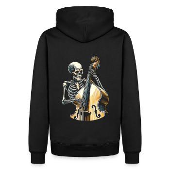 Skelett spielt Kontrabass - Männer Premium Bio Hoodie - Schwarz - Hinten - Nico (187cm)