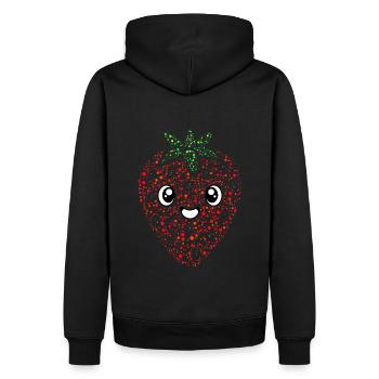 Fraise de bulles et de cercles joyeux - Sweat à capuche Premium bio Homme - noir - Dos - Nico (187cm)