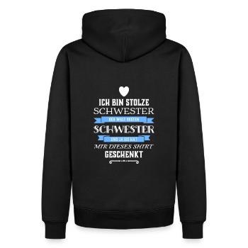 Ich Bin Stolze Schwester einer Schwester - Männer Premium Bio Hoodie - Schwarz - Hinten - Nico (187cm)
