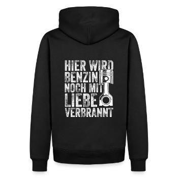 Auto Tuning Hier Wird Benzin Noch Mit Liebe - Männer Premium Bio Hoodie - Schwarz - Hinten - Nico (187cm)