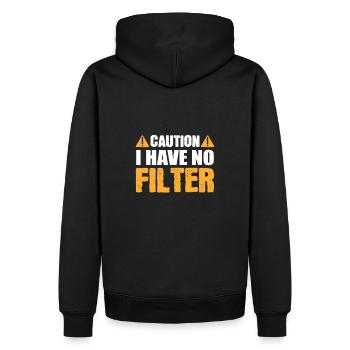 Attention Je n’ai pas de filtre Drôle de panneau de prudence - Sweat à capuche Premium bio Homme - noir - Dos - Nico (187cm)