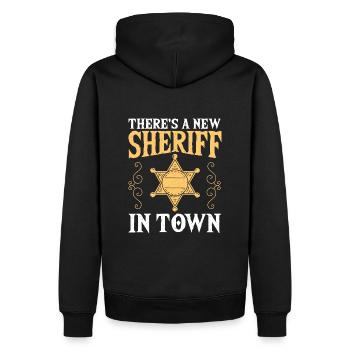Il y a un nouveau shérif en ville Shérif adjoint - Sweat à capuche Premium bio Homme - noir - Dos - Nico (187cm)